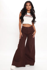 Flare For The Dramatics Wide Leg Jeans - Chocolate Ins Street